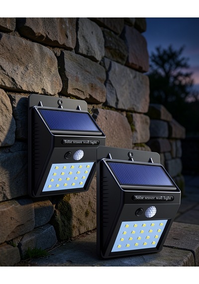 Güneş Enerjili 20 Led Duvar Lambası Uczsensörlülamba3 Çok Renkli