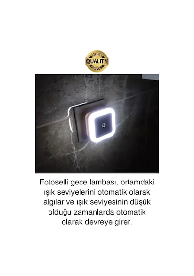 Fotoselli Gece Lambası Karanlıkta Otomatik Yanıp Sönen Aydınlığa Duyarlı Koridor Antre Loş Led Işık Diğer