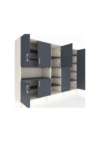 Hyperion Dolap 13 Raflı 7 Kapaklı 220x44x163 Aytaşı-antrasit Aytaşı-antrasit