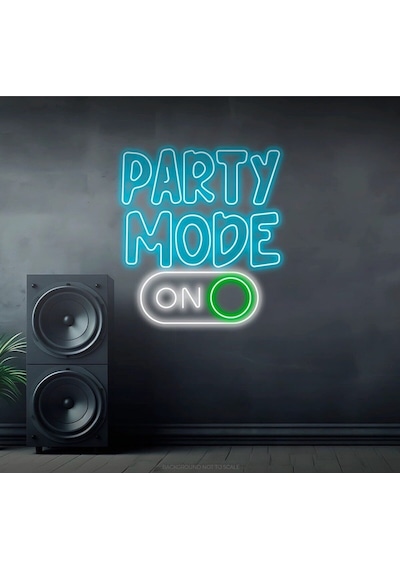Party Mode On Yazılı Ve Şekilli Neon Tabela Turkuaz