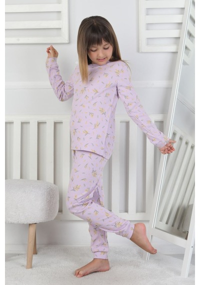 Kız Çocuk Lila Çiçek Desenli %100 Pamuk Fitilli Interlok Pijama Takımı 3-8 Yaş Koyu Lila Kız Çocuk Lila Çiçek Desenli %100 Pamuk Fitilli Interlok Pijama Takımı 3-8 Yaş Koyu Lila