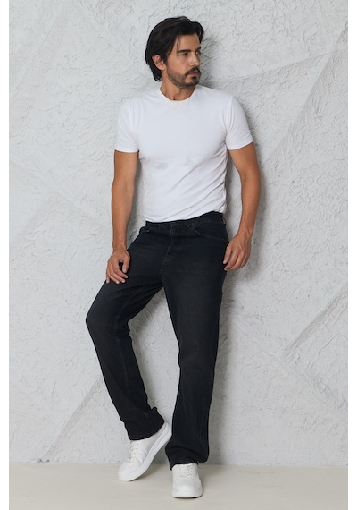 Blayn Jeans Erkek Antrasit Baggy Kot Pantolon - Geniş Kalıp Günlük Rahat Denim Jean siyah