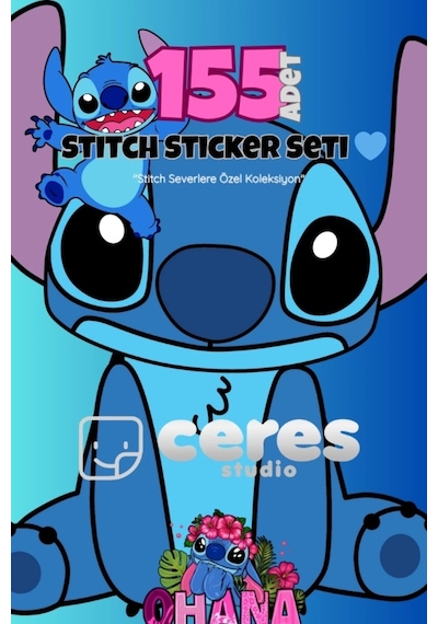 Stitch Temalı 155 Parça Sticker Seti - Kawaii Karakter Etiketleri Defter Laptop Telefon İçin Diğer