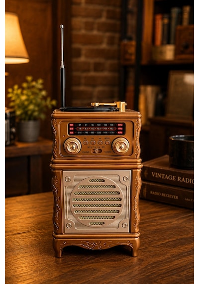 Feexot Fx-2502b Retro Nostaljik Radyo - Bluetooth Hoparlör, Usb, Tf Kart, Aux Girişli Şarjlı Radyo