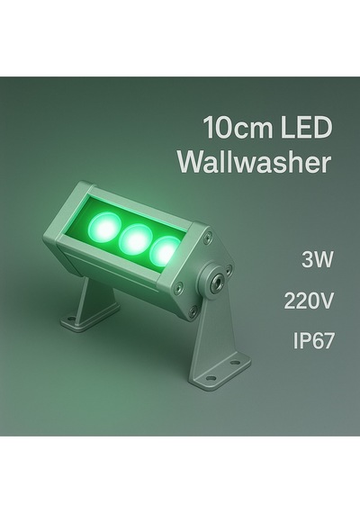 10cm 3w Led Wallwasher Yeşil Dış Cephe, Minare, Bahçe Aydınlatma Iç-dış Kullanım Ip65 Yeşil