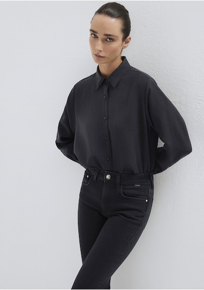 Mavi - Siyah Tencel Gömlek 1211373-900 Siyah