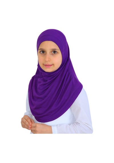 Modish Group Kız Çocuk Hazır Başörtüsü Pratik Penye Şal Tesettür Giyim Mor