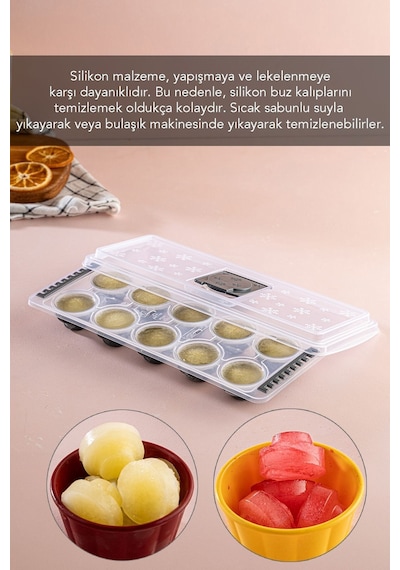 10 Bölmeli Silikon Buz Kalıbı,kapaklı Buzluk Buz Kalıbı-antrasit Plastik Diğer