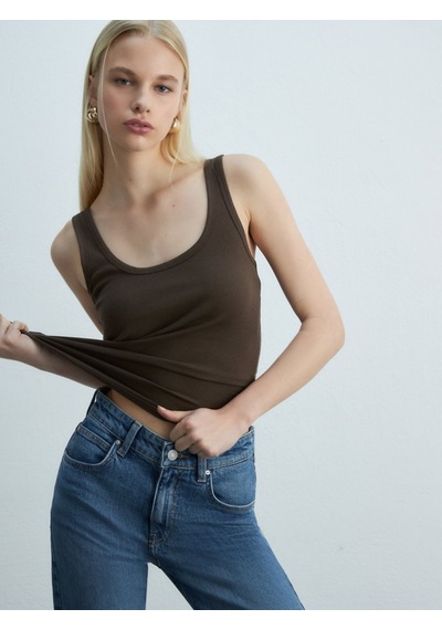 LTB Fitilli Yuvarlak Yaka Basic Kahverengi Atlet Çok Renkli
