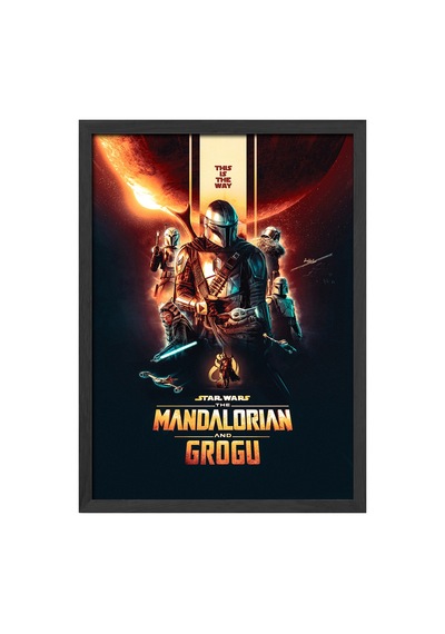 Mandalorian Siyah Ahşap Çerçeveli Poster, Film Duvar Tablosu