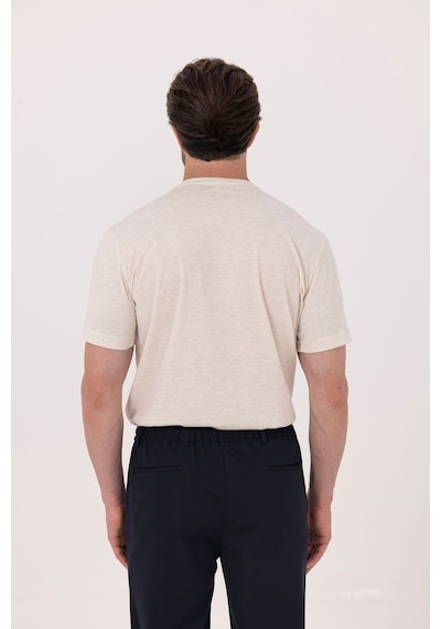 Sabri Özel Sütlü Kahve %100 Pamuk Bisiklet Yaka Düz Renk Basic T-shirt