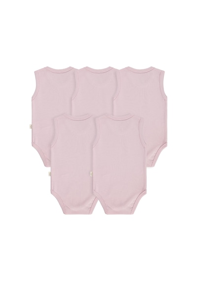 Civil Baby Organik 5 Li Sıfır Kol 3-9 Ay Çıtçıtlı Badi - Pembe