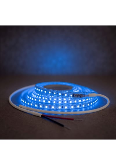 220v 120 Led Dış Mekan Şerit Led Mavi Işık Arkası Yapışkanlı Suya Dayanıklı Dekoratif Aydınlatma 5 metre