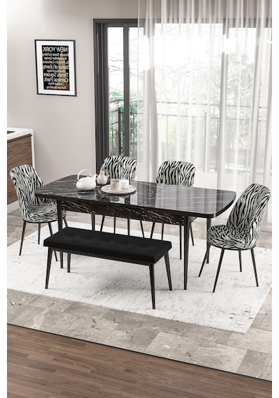 Canisa Concept Zen Serisi 80x132 Mdf Açılabilir Siyah Mermer Desen Masa Takımı 4 Zebra Sandalye Ve 1 Siyah Bench Masa Siyah Mermer Sandalye Zebra Ve Bench Siyah Canisa Concept Zen Serisi 80x132 Mdf Açılabilir Siyah Mermer Desen Masa Takımı 4 Zebra Sandalye Ve 1 Siyah Bench Masa Siyah Mermer Sandalye Zebra Ve Bench Siyah