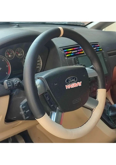 Dikişli Direksiyon Kılıfı Siyah / Bej / Bej Yüzük Siyah Dikiş F.ord Focus Connect Bu Direksiyon Renkli