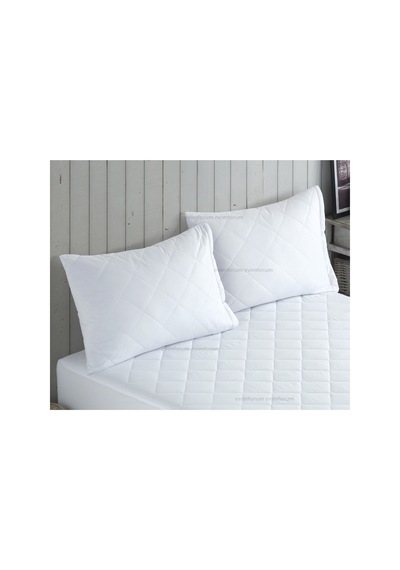 2 Adet Silikon Yastık - 2 Adet %100 Pamuk Yastık Koruyucu 50x70cm Beyaz