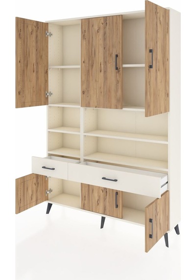 Arges Dolap 8 Raflı 2 Çekmeceli 6 Kapaklı 132x30x195 Aytaşı-ç... Aytaşı
