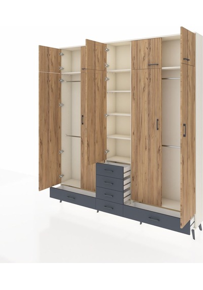 Arges Dolap 6 Raflı 6 Çekmeceli 4 Askılı 220x30x243 Aytaşı-çam/antrasit Atlas Çam/antrasıt Arges Dolap 6 Raflı 6 Çekmeceli 4 Askılı 220x30x243 Aytaşı-çam/antrasit Atlas Çam/antrasıt