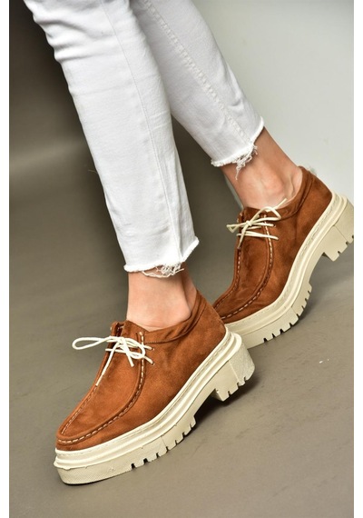 Fox Shoes R294783002 Taba Süet Kadın Ayakkabı 001