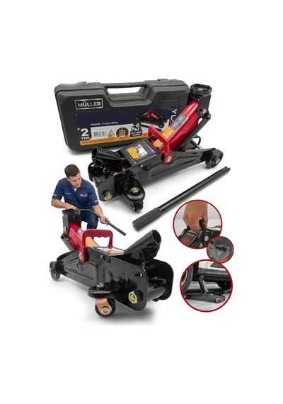 Alman X-series 2,5 Ton Pro Paslanmaz Arabalı Tekerlekli Hidrolik Kriko Özel Çantalı