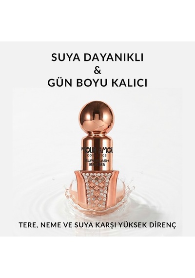 Superlash Bewitching 90 Lifting Etkili Maskara 13 Ml Rose Gold Taşlı Tasarım, Suya Dayanıklı Dikleştirici Maskara 000 Black