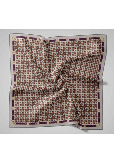 Silk Home Twill İpek Eşarp 11481-07 Bej, Mor, Kahverengi, Petrol Mavi