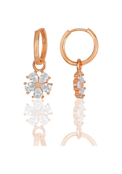 Söğütlü Silver Gümüş Rose Zirkon Taşlı Çiçek Küpe Barcode Gold - Rose Gold - Rodyum