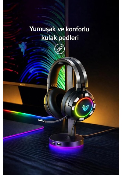 Soundgate Rgb 7.1 Usb Gaming Mikrofonlu Oyuncu Kulaklığı, 7.1 Surround Ses, Rgb Aydınlatma, Gür