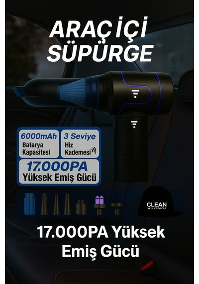 Hup-2 Kablosuz El Süpürgesi Araç Içi & Ev Için 20.000rpm Güç Çok Amaçlı Dijital Göstergeli - 783771411