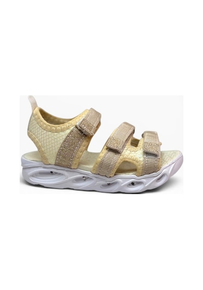 Arzen Bebe 230-26 Simli 3 Cırtlı Işıklı Anatomik Kız Çocuk Sandalet 26-30 Altın