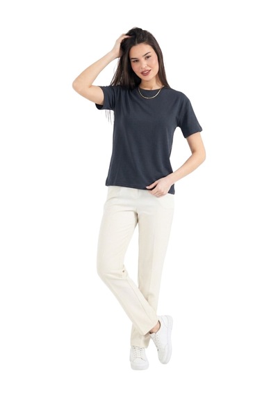 Thiff Gymwear Kadın Modal Kumaş Kısa Kolu Basic Tişört Antrasit