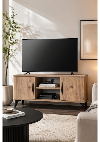 Vermo Tv Sehpası Tv Ünitesi Televizyon Sehpası Çam 110 Cm Kahverengi