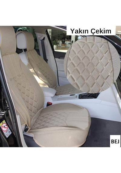 Oto Koltuk Minderi Full Set Takım - Bej Renk Takmatik Pratik