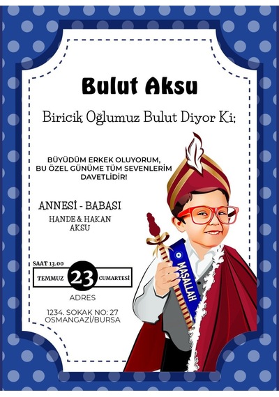 Bk Gift Kişiye Özel Bitmeyen Sünnet Davetiyesi Model 2