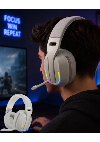 Hepsi Kablosuz Bluetooth Kulaklık Rgb Işıklı Mikrofonlu Stereo Kulaküstü Kulaklık Najmaddin