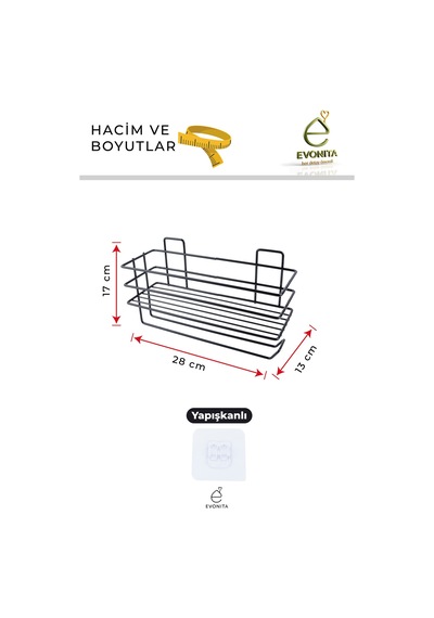 Çiftli Yapışkanlı Tuvalet Kağıtlığı Mat Siyah Metal Kağıtlık Delmeden Montaj Banyo Organizer Renkli