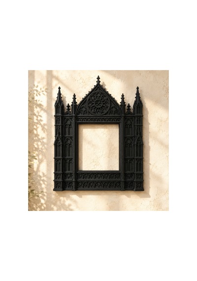 Siyah Victoria Gotik Duvar Fotoğraf Çerçevesi Katedral Tasarımlı 25x20x15 Cm