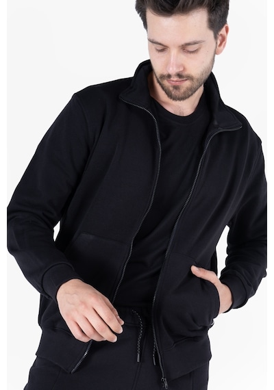 Owl 9150 Diagonel Fermuarlı Sweatshirt Siyah