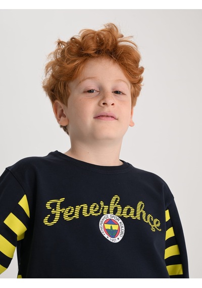 Fenerbahçe Lacivert Tribün Çubuklu Detaylı Çocuk Sweatshirt Fb Laci Yeni