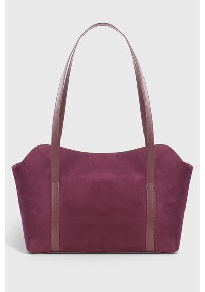 Housebags Süet Bordo Kapaklı Bowling Omuz Çantası 270 Süet Bordo