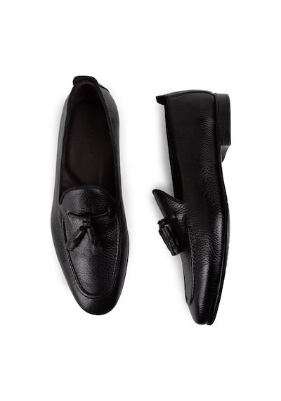 Deery Hakiki Deri Siyah Püsküllü Erkek Loafer - 01701msyhc07 Siyah
