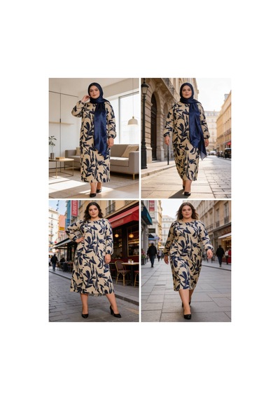 Maşuka Büyük Beden Floral Desenli Viskon Kumaş Şık Ve Rahat Kadın Elbise Krem-bej Krem-bej Maşuka Büyük Beden Floral Desenli Viskon Kumaş Şık Ve Rahat Kadın Elbise Krem-bej Krem-bej