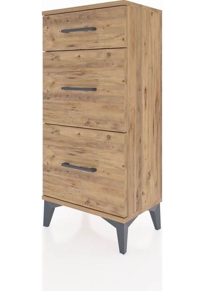 Arges Komodin 3 Çekmeceli 44x30x96 Çam-çam Çam
