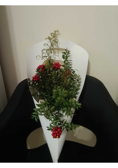 Premium Buket Taşıma Kâğıt Kılıfı Kulplu Çiçek Sunum Kılıf Lüks Beyaz Dekoratif Buket Saksı 10'lu