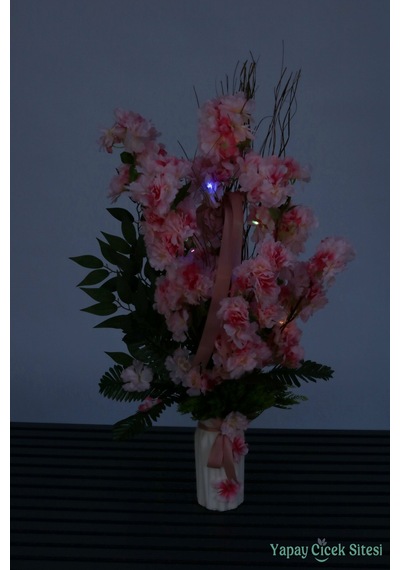 Yapay Çiçek Sitesi Led Hediyeli Yapay Bahar Dalı Tanzimi 80 Cm Pembe Pembe