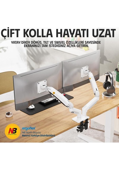 Lexroo North Bayou Nb F160 Ergonomic Çift Kol 2-9 Kg Kapasiteli Yeni Nesil Profosyonel Monitör