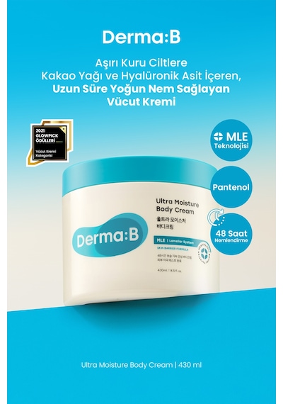 Aşırı Kuru Ciltlere Uzun Süre Yoğun Nem Sağlayan Vücut Kremi Derma:b Ultra Moisture Body Cream