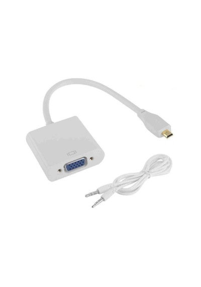 Micro Hdmi To Vga Kablo Çevirici Dönüştürücü + Ses