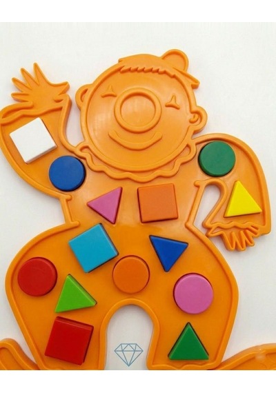 Eğitici Geometrik Şekiller - Renkli Şekil Eşleştirme - Zeka Geliştirici Çocuk Puzzle - Turuncu