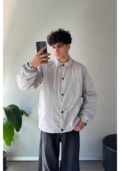 Flaw Hardstone Nakışlı Oversize Ceket Gri Gri
